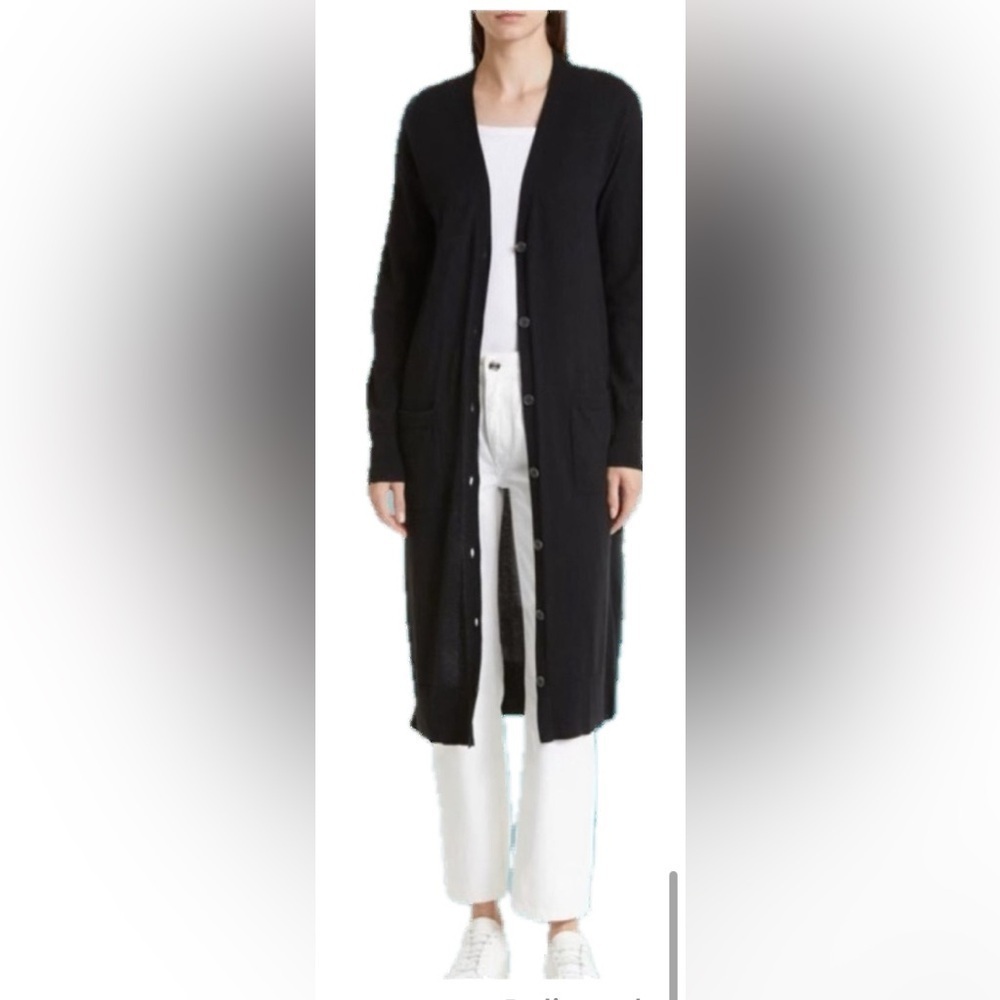 Nordstrom Signature Cotton and Cashmere Long Black Cardigan size XS